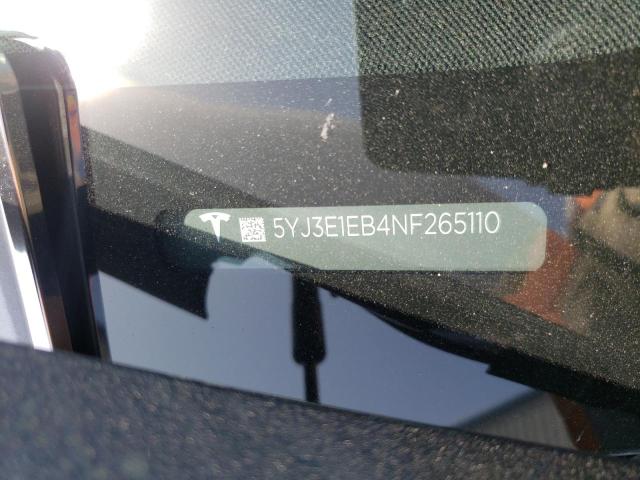 5YJ3E1EB4NF265110 Tesla MODEL 3