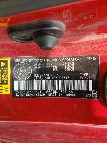 2015 LEXUS RC 350 - JTHSE5BC1F5002817