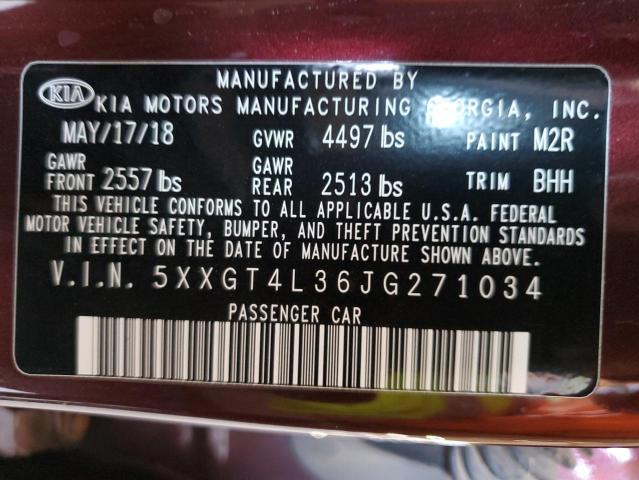 5XXGT4L36JG271034 KIA Optima Lx