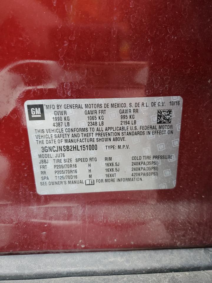 3GNCJNSB2HL151000 CHEVROLET TRAX 2017