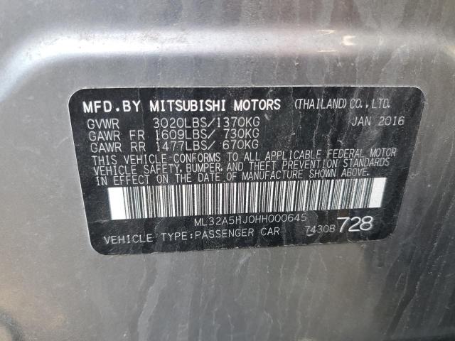 2017 MITSUBISHI MIRAGE GT ML32A5HJ0HH000645