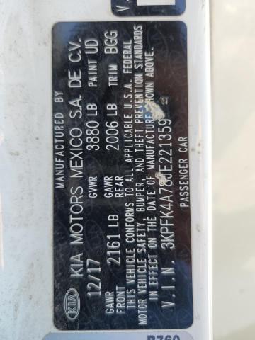 3KPFK4A78JE221359 KIA FORTE LX