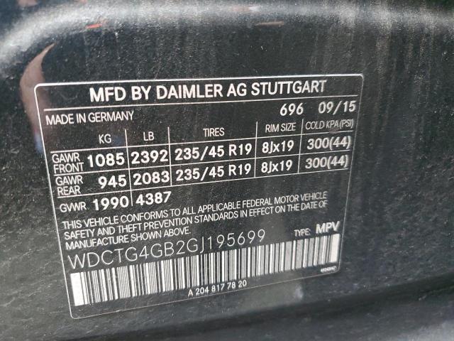 WDCTG4GB2GJ195699 Mercedes-Benz Gla 250 4matic