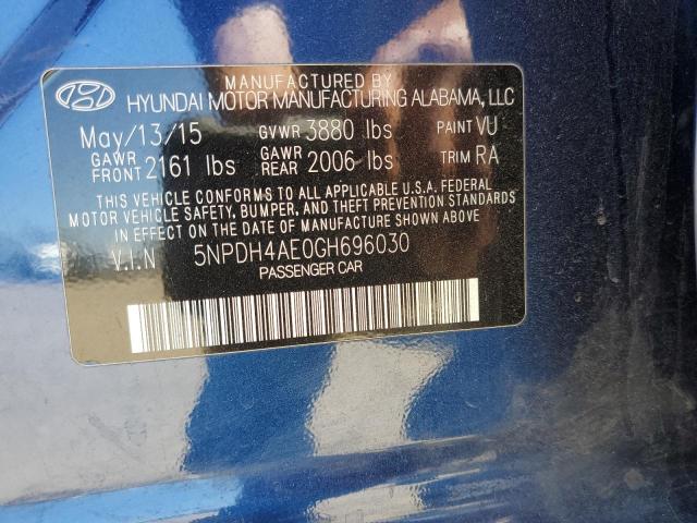 5NPDH4AE0GH696030 Hyundai ELANTRA SE