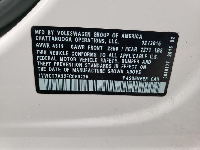 2015 VOLKSWAGEN PASSAT SEL - 1VWCT7A32FC069220