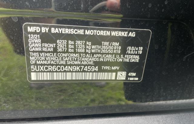 Auction sale of the 2022 BMW X5 , vin: 5UXCR6C04N9K74594, lot number: 54011253