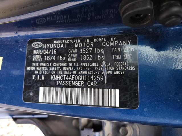 KMHCT4AE0GU114259 Hyundai ACCENT SE