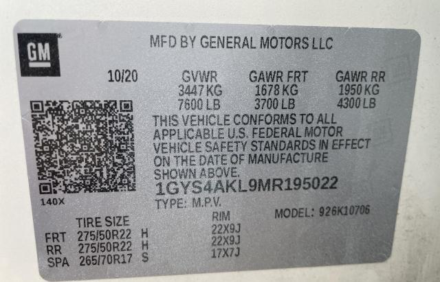 2021 CADILLAC ESCALADE L - 1GYS4AKL9MR195022