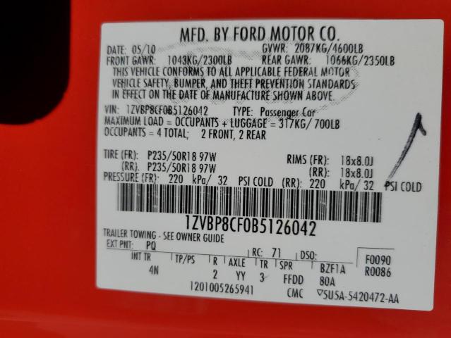 1ZVBP8CF0B5126042 2011 FORD MUSTANG - Image 12