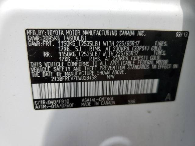 VIN 2T3BFREV7DW028458 2013 TOYOTA RAV4 no.12