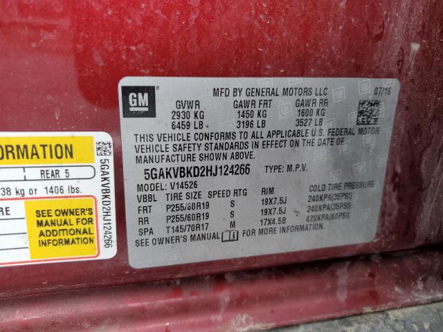 5GAKVBKD2HJ124266 Buick Enclave
