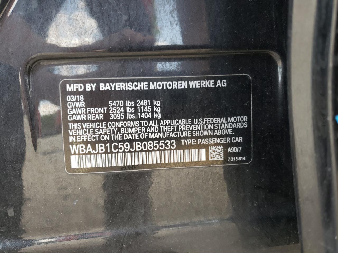 WBAJB1C59JB085533 2018 BMW 530Xe