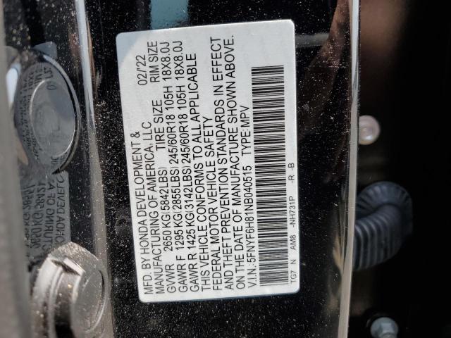 2022 HONDA PILOT TRAI 5FNYF6H81NB040515