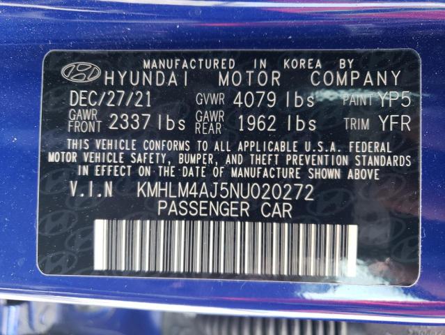 2022 HYUNDAI ELANTRA BL - KMHLM4AJ5NU020272