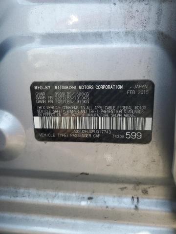 VIN: JA32U2FU4FU017743 Auction: COPART Lot: 51385493 Location: PA - HARRISBURG VIN: JA32U2FU4FU017743 MITSUBISHI LANCER 2015 SILVER Photo 12