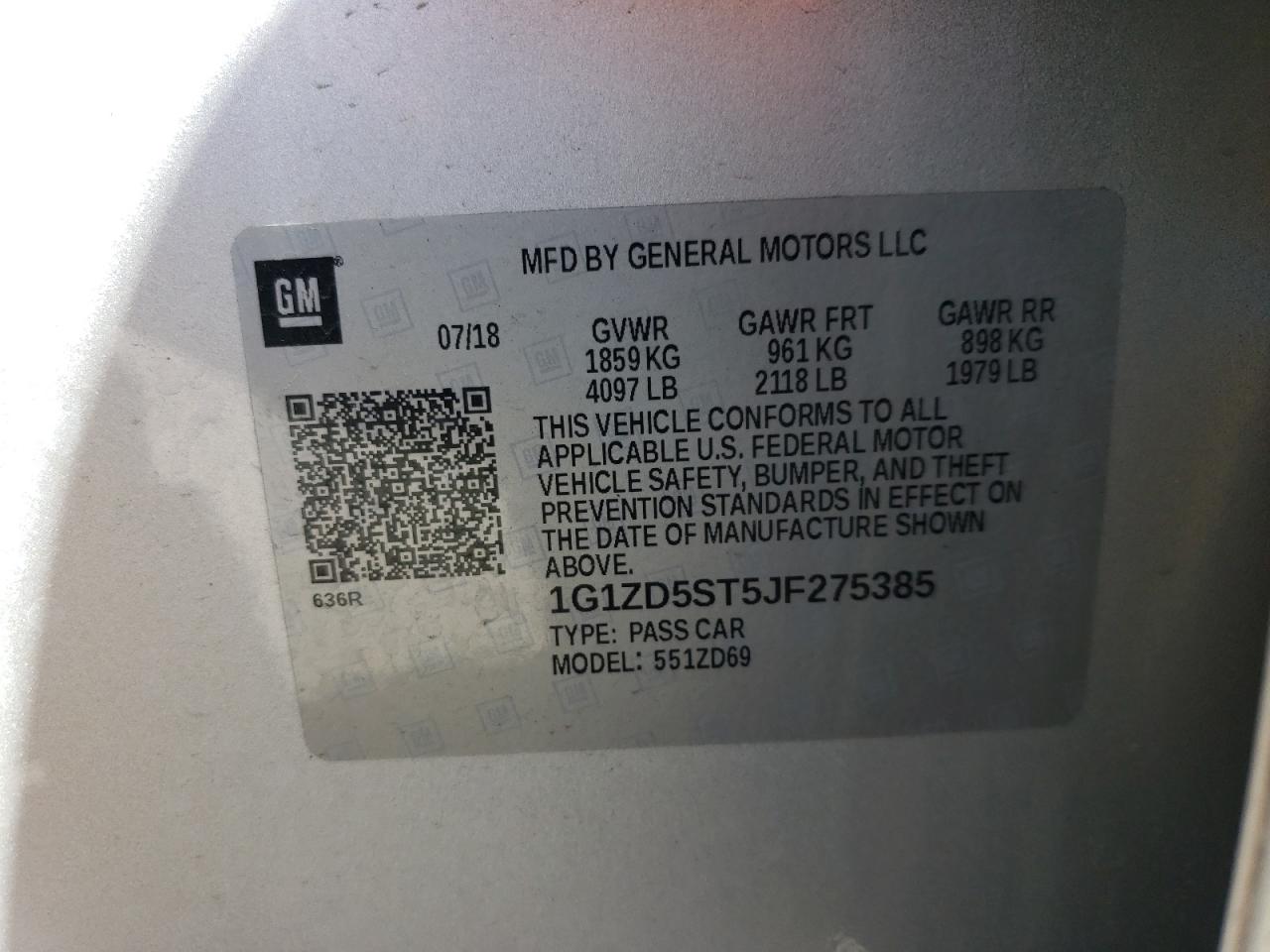 1G1ZD5ST5JF275385 CHEVROLET MALIBU 2018