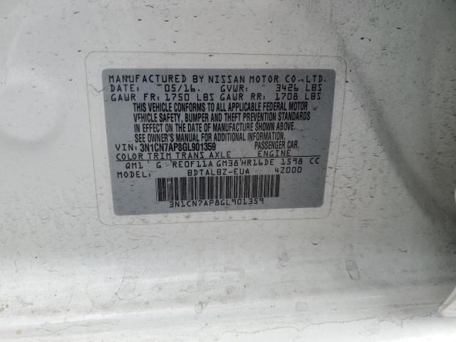 3N1CN7AP8GL901359 Nissan VERSA S