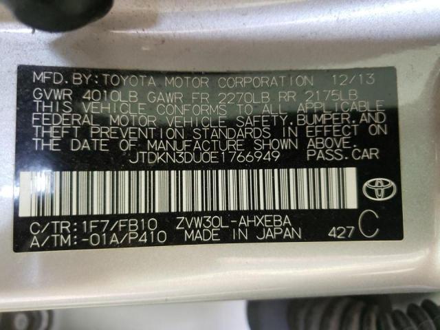 JTDKN3DU0E1766949 Toyota PRIUS