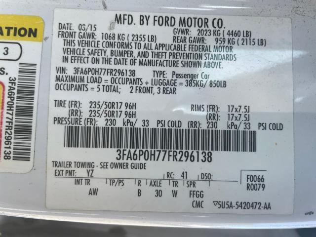 3FA6P0H77FR296138 Ford FUSION SE