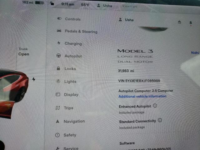 5YJ3E1EBXJF085009 Tesla MODEL 3