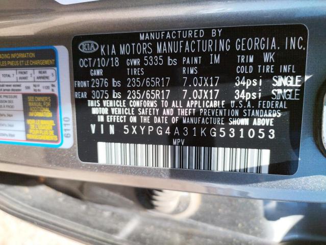 5XYPG4A31KG531053 KIA SORENTO L