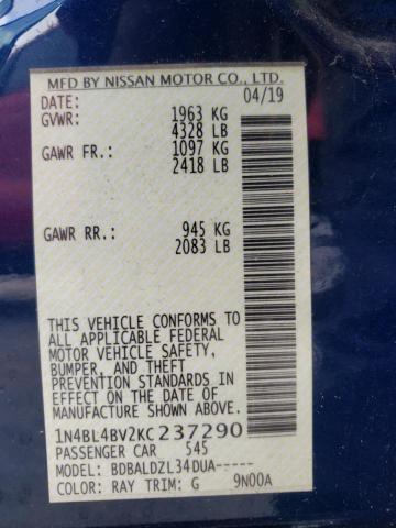 1N4BL4BV2KC237290 2019 Nissan Altima S