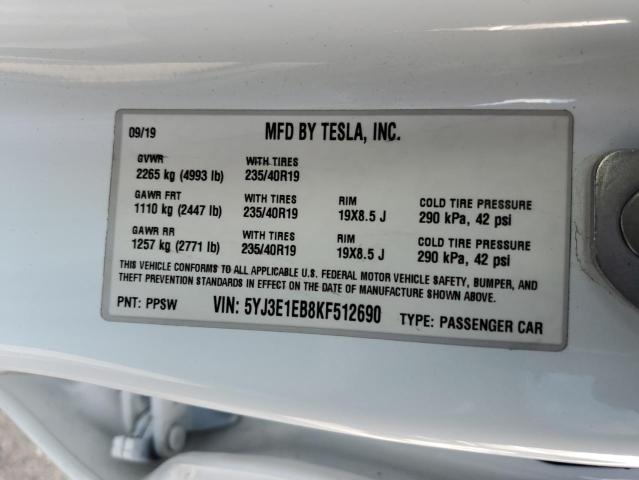 5YJ3E1EB8KF512690 Tesla MODEL 3