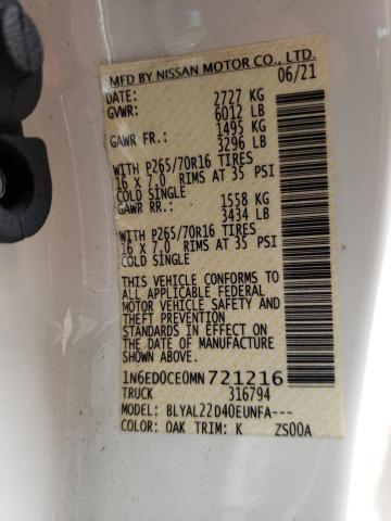 1N6ED0CE0MN721216 Nissan FRONTIER S