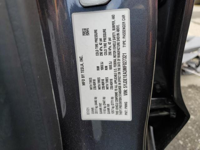 5YJ3E1EA3MF027321 Tesla MODEL 3
