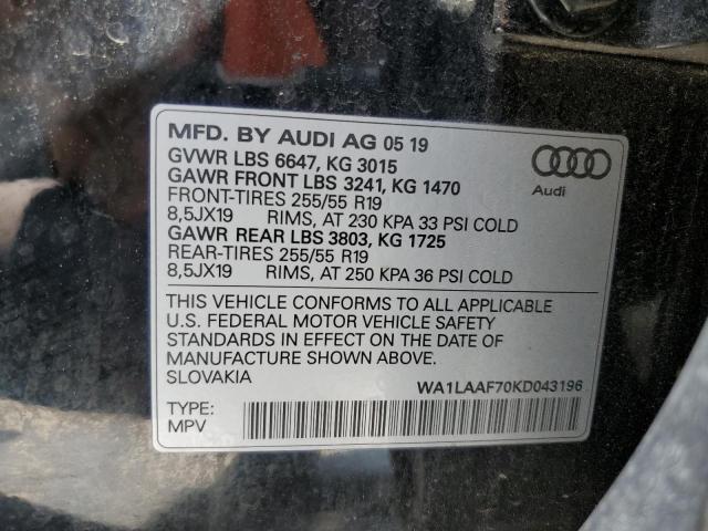 VIN WA1LAAF70KD043196 2019 Audi Q7, Premium Plus no.13