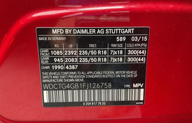 WDCTG4GB1FJ126758 Mercedes-Benz Gla 250 4matic