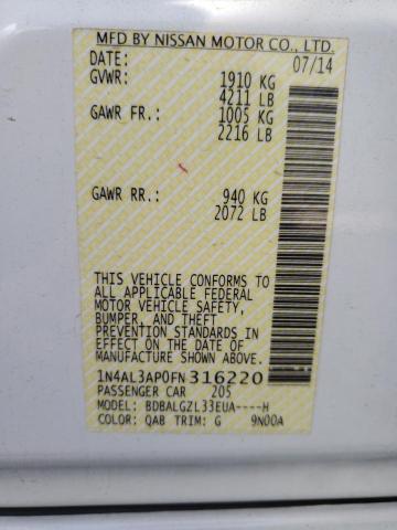 1N4AL3AP0FN316220 Nissan ALTIMA 2.5