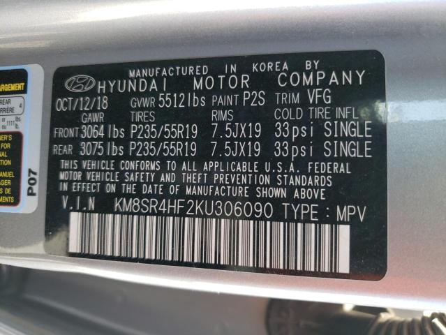 2019 HYUNDAI SANTA FE X - KM8SR4HF2KU306090