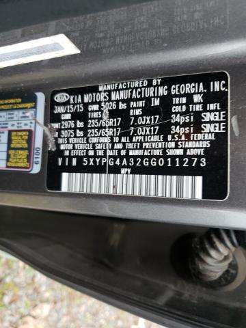 5XYPG4A32GG011273 KIA SORENTO LX