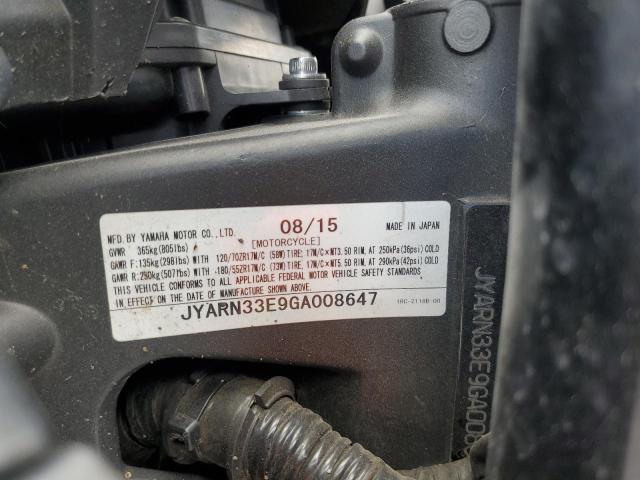 2016 YAMAHA FZ09 JYARN33E9GA008647