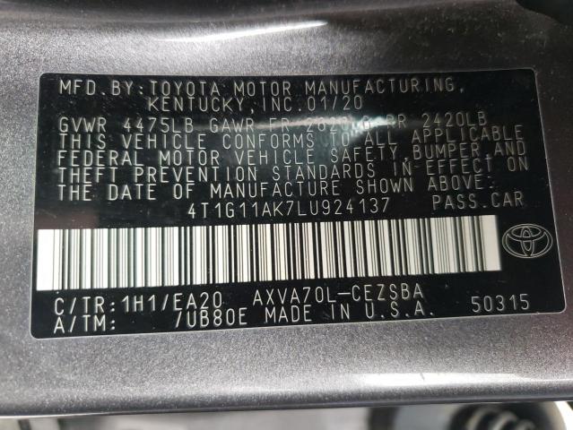 4T1G11AK7LU924137 Toyota CAMRY SE