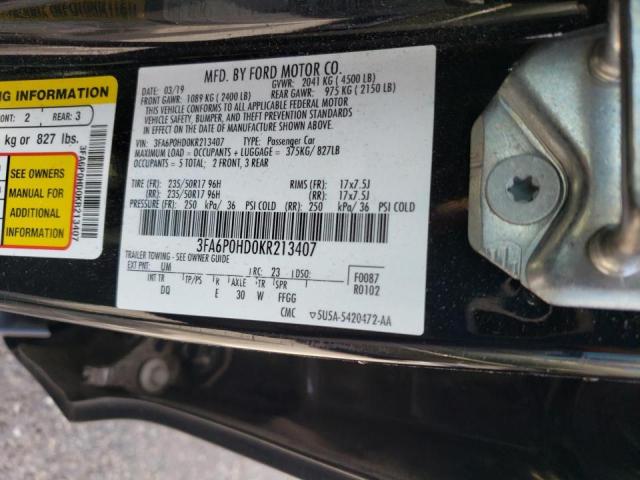 3FA6P0HD0KR213407 2019 FORD FUSION, photo no. 12