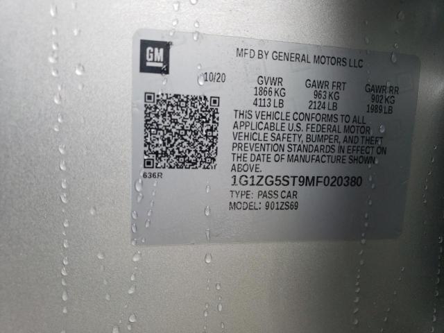 2021 CHEVROLET MALIBU RS - 1G1ZG5ST9MF020380
