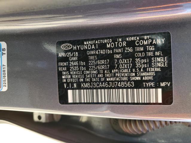 KM8J3CA46JU748563 Hyundai TUCSON SEL