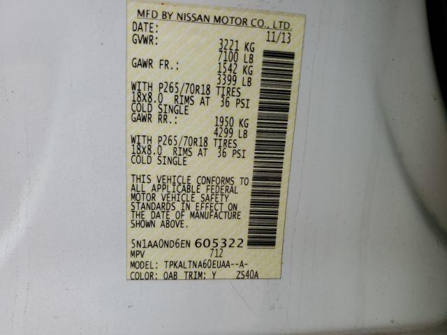 5N1AA0ND6EN605322 Nissan ARMADA SV