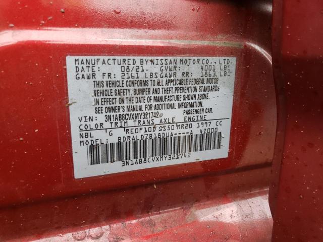 3N1AB8CVXMY321742 Nissan SENTRA SV