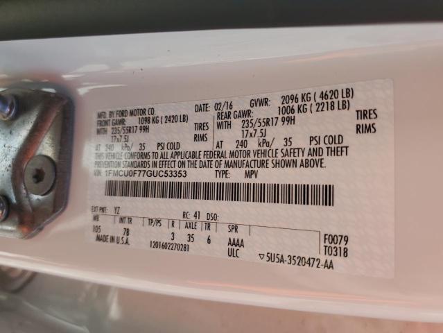 1FMCU0F77GUC53353 Ford ESCAPE S