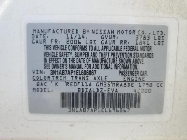 3N1AB7AP1EL696867 Nissan SENTRA S