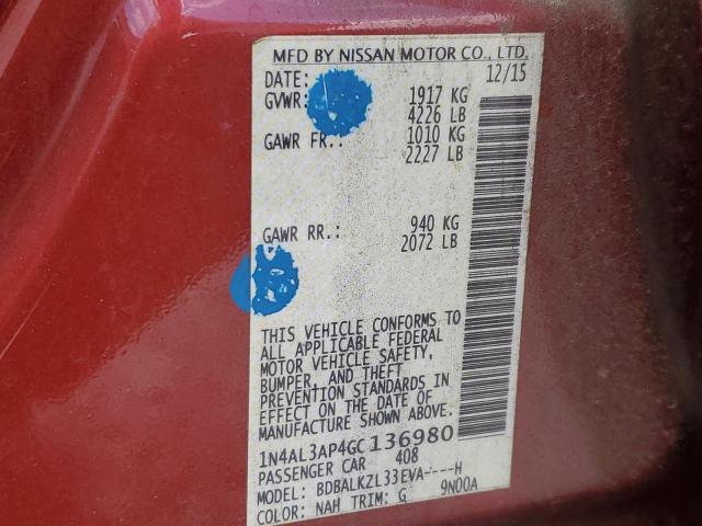 1N4AL3AP4GC136980 Nissan ALTIMA 2.5