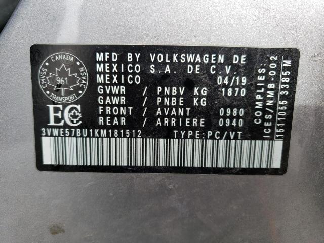 2019 VOLKSWAGEN JETTA SEL - 3VWE57BU1KM181512