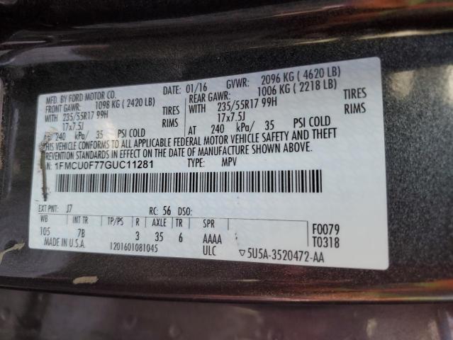 1FMCU0F77GUC11281 Ford ESCAPE S