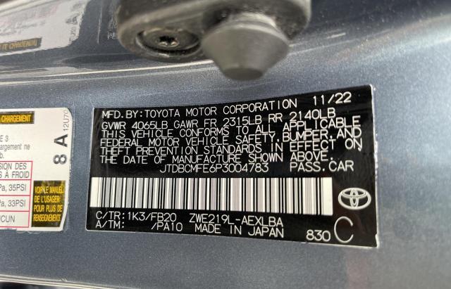 JTDBCMFE6P3004783 Toyota COROLLA LE