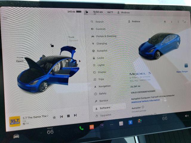5YJ3E1EB8KF406966 Tesla MODEL 3