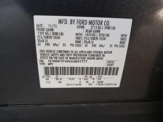 1FM5K7FH0GGB51777 Ford Explorer Limited