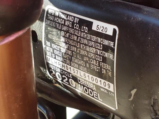 2020 HONDA CBR650 RA - MLHRH0157L5100109